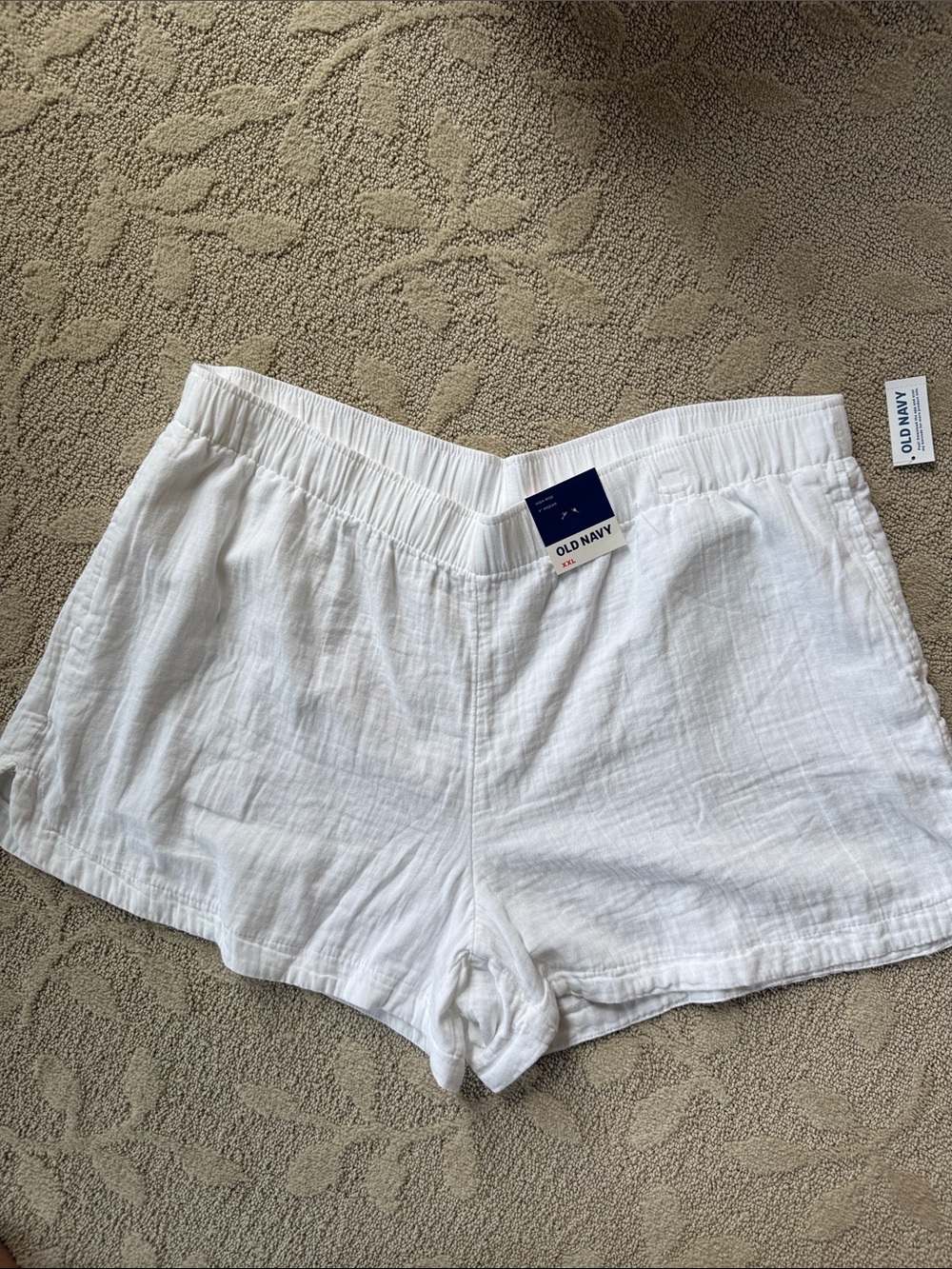 Old Navy White Lightweight Linen-Blend Elastic Waist Shorts